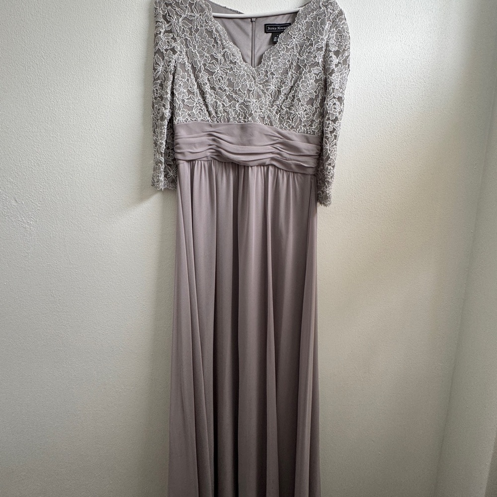 Jessica Howard Womens Chiffon a Formal Dress Gray